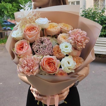 Author's bouquet with peony roses Gravity